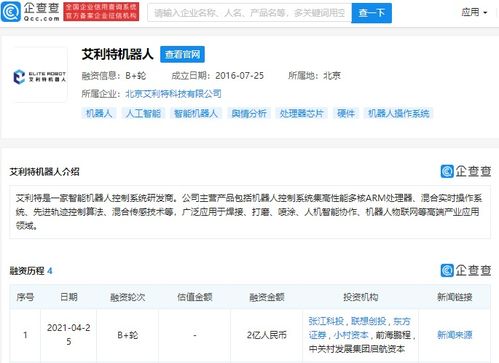 智能機器人控制系統研發商艾利特機器人完成B輪融資，投資方含聯想創投
